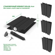 Комплект стыковочных элементов для грядок Еврогрядка™, 225x30 мм, цвет черный, 4 шт